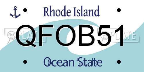 QFOB51 Rhode Island License Plate