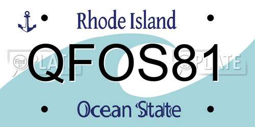 QFOS81 Rhode Island License Plate