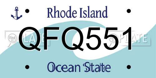 QFQ551 Rhode Island License Plate