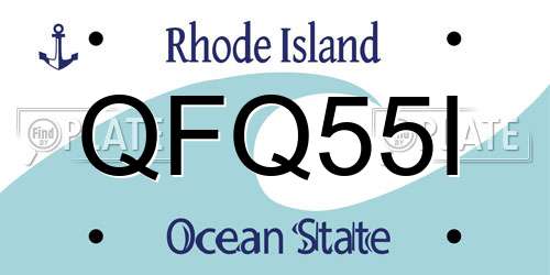 QFQ55I Rhode Island License Plate
