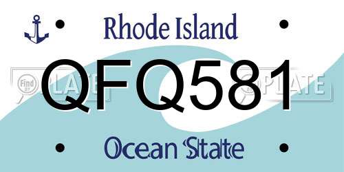 QFQ581 Rhode Island License Plate