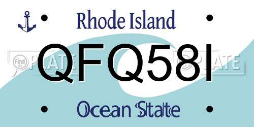 QFQ58I Rhode Island License Plate