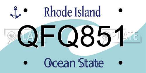 QFQ851 Rhode Island License Plate