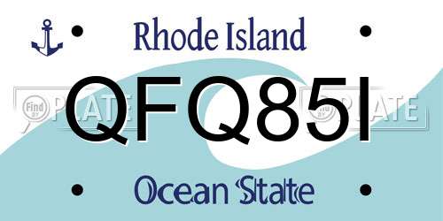 QFQ85I Rhode Island License Plate
