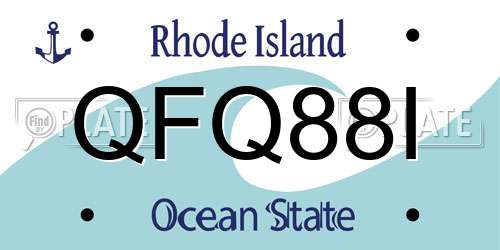 QFQ88I Rhode Island License Plate