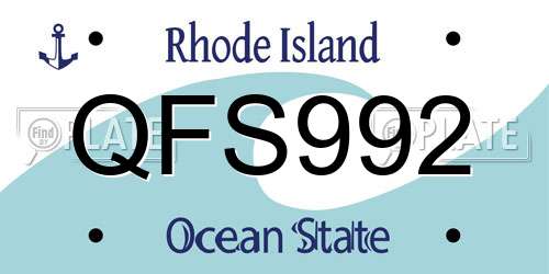 QFS992 Rhode Island License Plate
