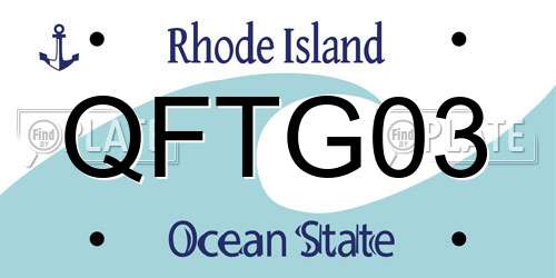 QFTG03 Rhode Island License Plate
