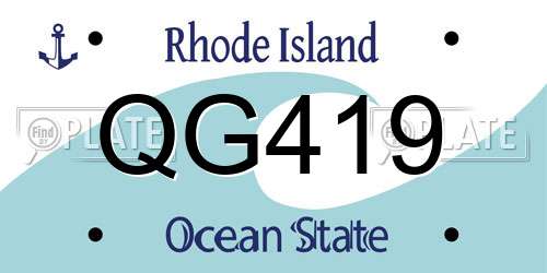 QG419 Rhode Island License Plate
