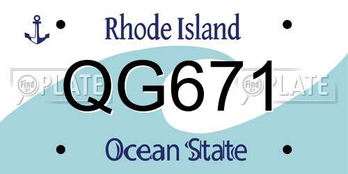 QG671 Rhode Island License Plate