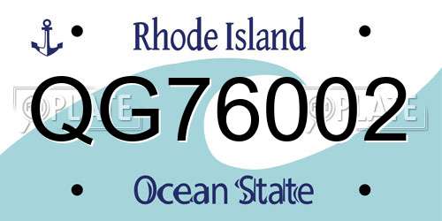 QG76002 Rhode Island License Plate