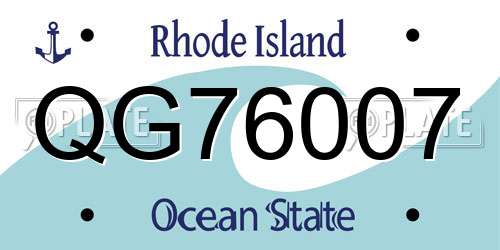QG76007 Rhode Island License Plate