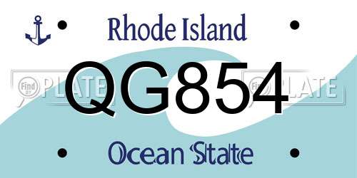 QG854 Rhode Island License Plate