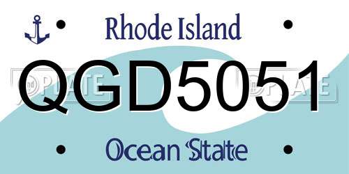 QGD5051 Rhode Island License Plate