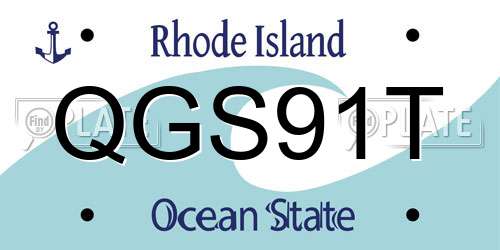 QGS91T Rhode Island License Plate
