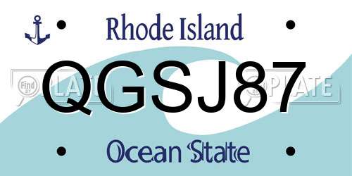 QGSJ87 Rhode Island License Plate