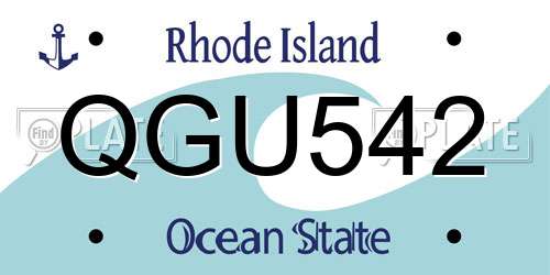 QGU542 Rhode Island License Plate