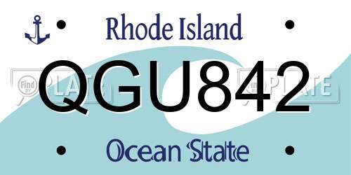 QGU842 Rhode Island License Plate