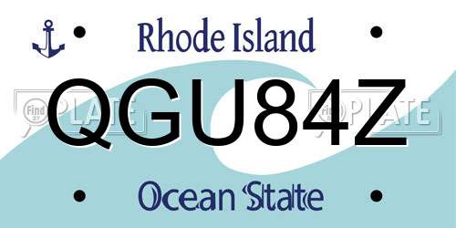 QGU84Z Rhode Island License Plate