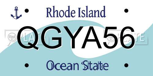QGYA56 Rhode Island License Plate