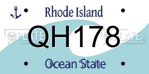 QH178 Rhode Island License Plate