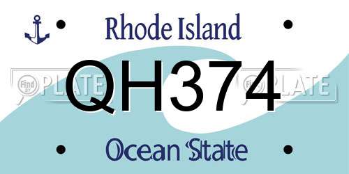 QH374 Rhode Island License Plate