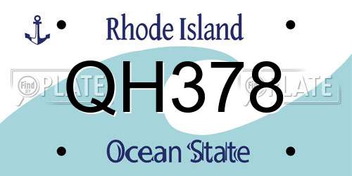 QH378 Rhode Island License Plate