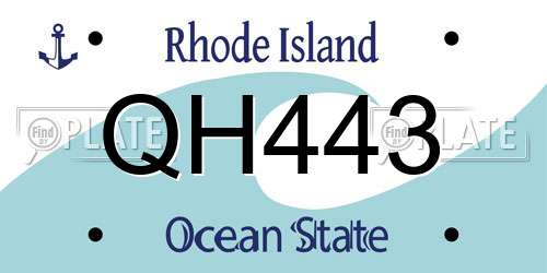 QH443 Rhode Island License Plate