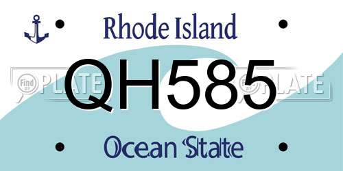 QH585 Rhode Island License Plate