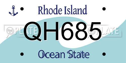 QH685 Rhode Island License Plate