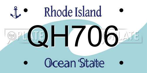 QH706 Rhode Island License Plate