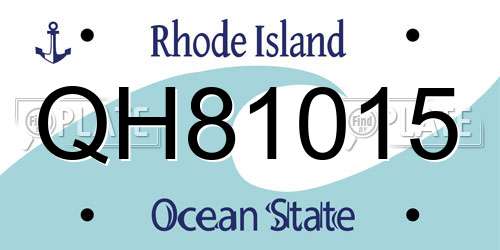 QH81015 Rhode Island License Plate