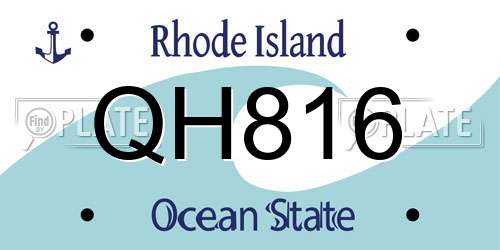 QH816 Rhode Island License Plate