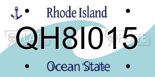 QH8I015 Rhode Island License Plate