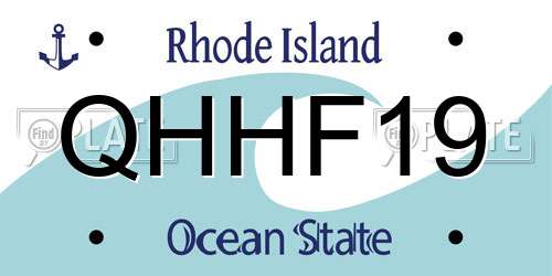 QHHF19 Rhode Island License Plate