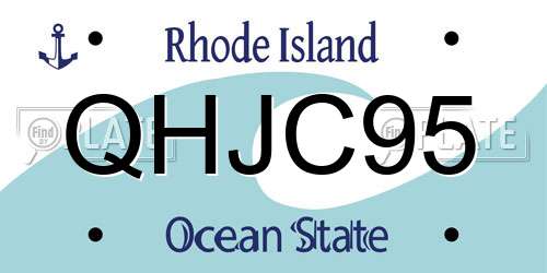 QHJC95 Rhode Island License Plate
