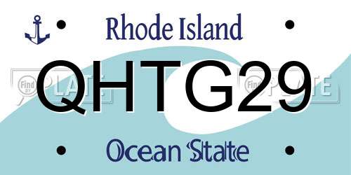 QHTG29 Rhode Island License Plate