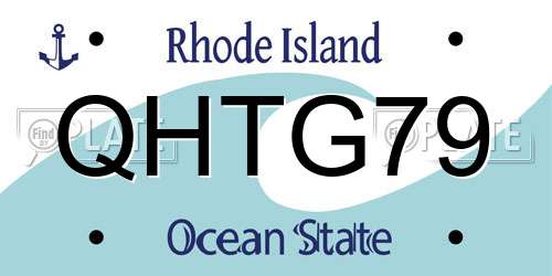 QHTG79 Rhode Island License Plate
