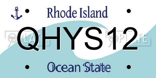 QHYS12 Rhode Island License Plate