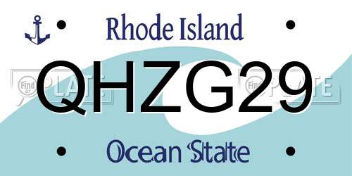 QHZG29 Rhode Island License Plate