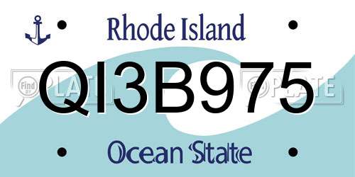 QI3B975 Rhode Island License Plate