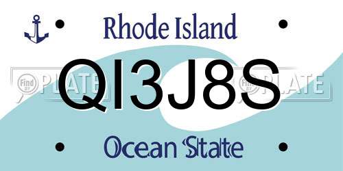 QI3J8S Rhode Island License Plate
