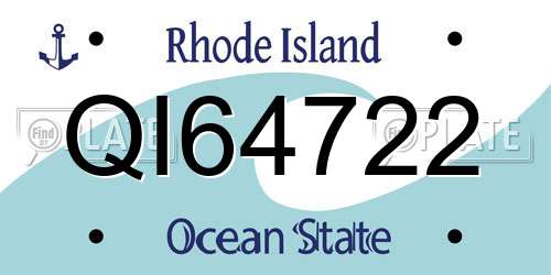 QI64722 Rhode Island License Plate