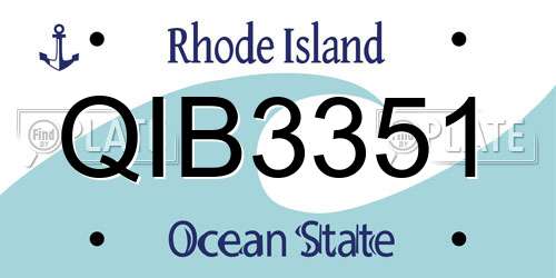 QIB3351 Rhode Island License Plate