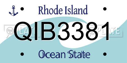 QIB3381 Rhode Island License Plate