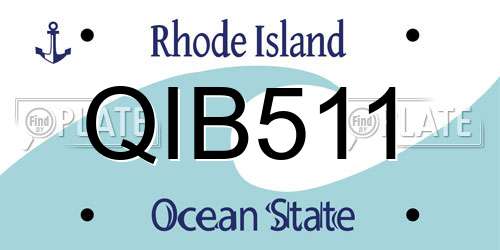 QIB511 Rhode Island License Plate