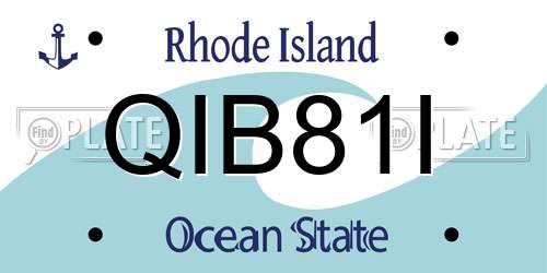 QIB81I Rhode Island License Plate