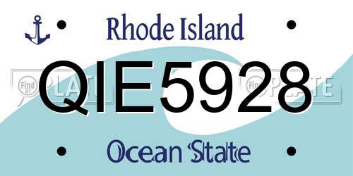 QIE5928 Rhode Island License Plate
