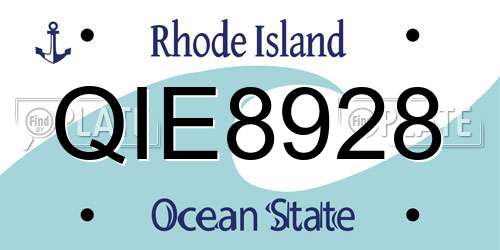 QIE8928 Rhode Island License Plate