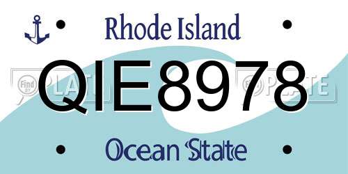 QIE8978 Rhode Island License Plate