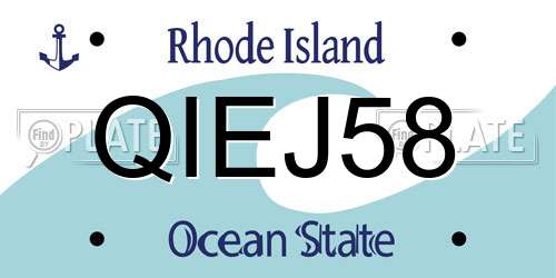 QIEJ58 Rhode Island License Plate